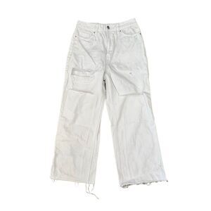Refuge 90's Wide White Distressed Cutoff Denim Jeans Size‎ 3
